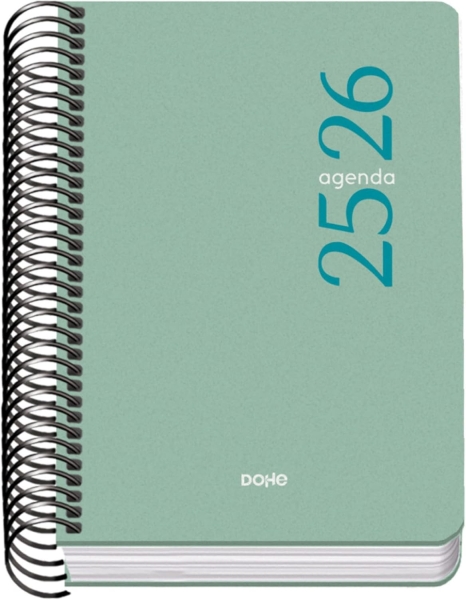 dohe esencial agenda escolar 25/26 espiral a6 dia pagina papel 70g/m2 cubierta en polipropileno color verde