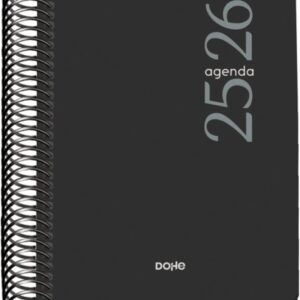 dohe esencial agenda escolar 25/26 espiral a6 dia pagina papel 70g/m2 cubierta en polipropileno color negro