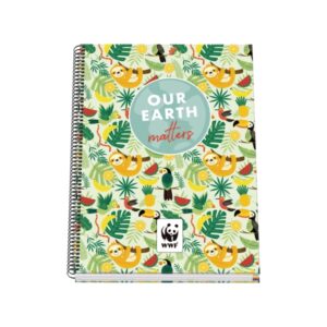 dohe wwf tropic cuaderno espiral a4 100 hojas microperforadas cuadricula 5mm tapa dura carton forrado bandas de color