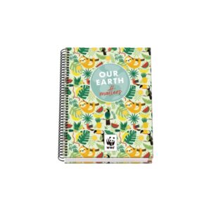 dohe wwf tropic cuaderno espiral a5 100 hojas cuadricula 5mm tapa dura impresa a todo color y plastificada en brillo bandas de color