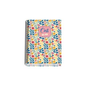 dohe c`est la vie cuaderno espiral a5 100 hojas cuadricula 5mm tapa dura impresa a todo color y plastificada en brillo bandas de color