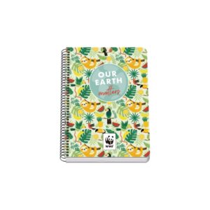 dohe wwf tropic cuaderno espiral a5 80 hojas cuadricula 4mm con margen tapa rigida impresa a todo color y plastificada en brillo guardas impresas
