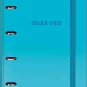 dohe colour vibes carpeta de 4 anillas mixtas de 35mm recambio 100 hojas cuadricula 5mm formato a4 cierre con goma incluye 4 separadores y sobre de polipropileno color azul cyan