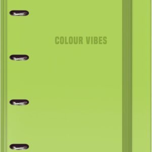 dohe colour vibes carpeta de 4 anillas mixtas de 35mm recambio 100 hojas cuadricula 5mm formato a4 cierre con goma incluye 4 separadores y sobre de polipropileno color verde lima