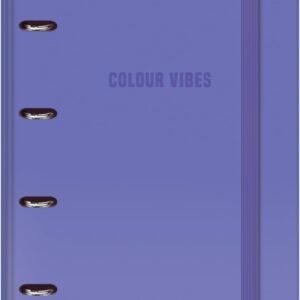 dohe colour vibes carpeta de 4 anillas mixtas de 35mm recambio 100 hojas cuadricula 5mm formato a4 cierre con goma incluye 4 separadores y sobre de polipropileno color morado