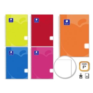 golden pack de 5 cuadernos espiral 80 hojas 90gr liso tamaño folio tapa de polipropileno colores surtidos