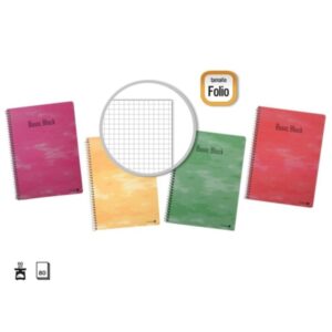 golden pack de 10 cuadernos espiral 80 hojas 60gr cuadricula tamaño folio tapa normal plastificada colores surtidos