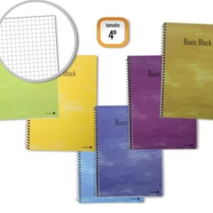 golden pack de 10 cuadernos espiral 80 hojas 60gr cuadricula tamaño 4º tapa normal plastificada colores surtidos