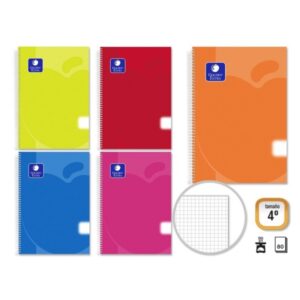 golden pack de 5 cuadernos espiral 80 hojas 90gr cuadricula tamaño 4º tapa de polipropileno colores surtidos