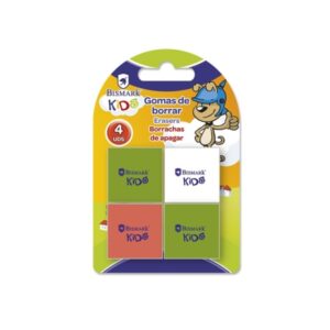 bismark kids pack de 4 gomas cuadradas 2.8x2.8cm colores surtidos
