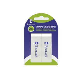 bismark pack de 2 gomas plasticas 2.5x7cm color blanco