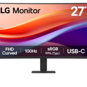 lg monitor 27" curvo 1500r va fullhd 100hz hdr 10 respuesta 5ms 16:9 hdmi, usb c vesa 100x100mm