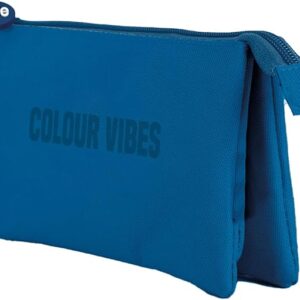 dohe colour vibes portatodo triple cierre doble con cremallera y tirador de goma color azul