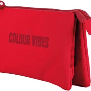 dohe colour vibes portatodo triple cierre doble con cremallera y tirador de goma color rojo