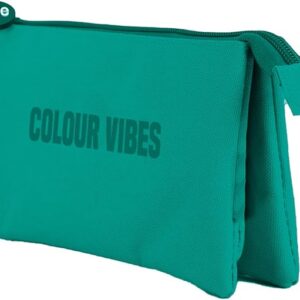 dohe colour vibes portatodo triple cierre doble con cremallera y tirador de goma color verde