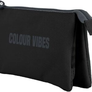 dohe colour vibes portatodo triple cierre doble con cremallera y tirador de goma color negro