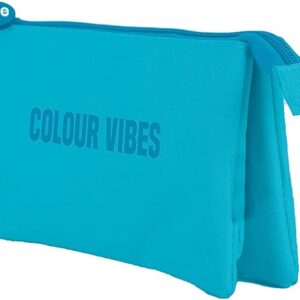 dohe colour vibes portatodo triple cierre doble con cremallera y tirador de goma color azul cyan