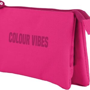 dohe colour vibes portatodo triple cierre doble con cremallera y tirador de goma color rosa