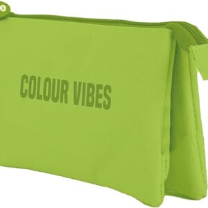 dohe colour vibes portatodo triple cierre doble con cremallera y tirador de goma color verde lima