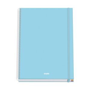 dohe serenity cuaderno espiral a4 100 hojas microperforadas cuadricula 5mm tapa dura carton forrado cierre de goma bandas de color color azul