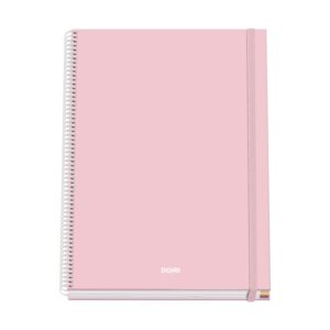 dohe serenity cuaderno espiral a4 100 hojas microperforadas cuadricula 5mm tapa dura carton forrado cierre de goma bandas de color color rosa