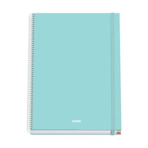 dohe serenity cuaderno espiral a4 100 hojas microperforadas cuadricula 5mm tapa dura carton forrado cierre de goma bandas de color color verde