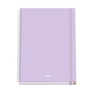 dohe serenity cuaderno espiral a4 100 hojas microperforadas cuadricula 5mm tapa dura carton forrado cierre de goma bandas de color color morado