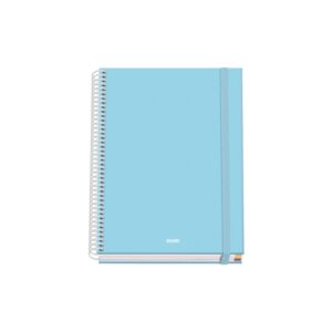dohe serenity cuaderno espiral a5 100 hojas cuadricula 5mm tapa dura impresa a todo color y plastificada en brillo bandas de color cierre de goma color azul