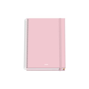 dohe serenity cuaderno espiral a5 100 hojas cuadricula 5mm tapa dura impresa a todo color y plastificada en brillo bandas de color cierre de goma color rosa