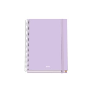 dohe serenity cuaderno espiral a5 100 hojas cuadricula 5mm tapa dura impresa a todo color y plastificada en brillo bandas de color cierre de goma color morado