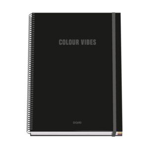 dohe colour vives cuaderno espiral a4 100 hojas microperforadas cuadricula 5mm tapa dura carton forrado cierre de goma bandas de color color negro