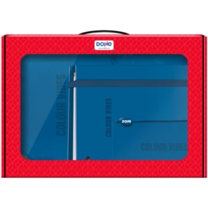 dohe colour vibes pack de mochila + carpeta a4 recambio + portatodo triple todo en un maletin perfecto para regalo color azul