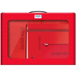 dohe colour vibes pack de mochila + carpeta a4 recambio + portatodo triple todo en un maletin perfecto para regalo color rojo
