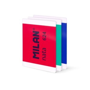 milan nata 624 pack de 3 libretas encoladas formato a4 liso 48 hojas de 95 gr/m2 microperforado colores surtidos