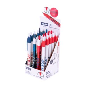 milan p1 nata® 624 expositor de 20 boligrafos de bola retractiles punta redonda 1mm tinta color azul cuerpo de colores surtidos