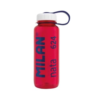milan nata® 624 botella de tritan 0.65l muy ligera dosificador extraíble escala de medida libre de bpa rosa transparente/blanco