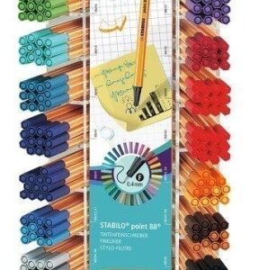 stabilo point 88 expositor con 240 rotuladores de punta de fibra trazo de 0.4mm aprox. tinta con base de agua colores surtidos