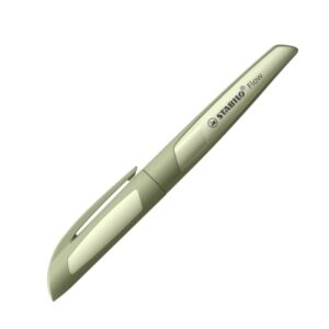 stabilo flow monochrome pluma estilografica recargable punta m de alta calidad agarre ergonomico incluye cartucho azul real cuerpo color verde claro