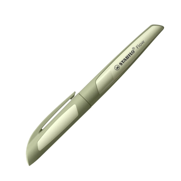 stabilo flow monochrome pluma estilografica recargable punta m de alta calidad agarre ergonomico incluye cartucho azul real cuerpo color verde claro
