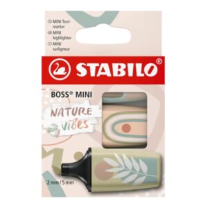 stabilo boss mini naturevibes pack de 3 marcadores fluorescentes trazo entre 2 y 5mm tinta con base de agua antisecado colores verde barro, verde tierra y beige