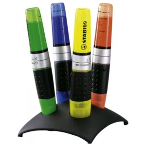 stabilo luminator set de escritorio con 4 marcadores fluorescentes mayor suministro de tinta zona de agarre trazo entre 2 y 5mm colores verde, amarillo, azul y naranja