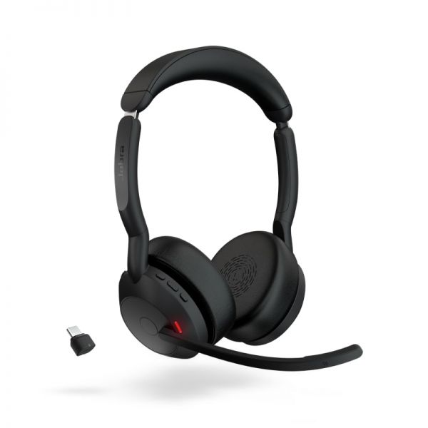 jabra evolve2 55 ms auriculares estero link 380 con microfono bluetooth usb c cancelacion de ruido diadema ajustable color negro