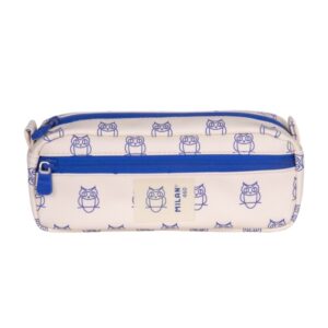 milan coleccion 460 portatodo rectangular 2 compartimentos con cremallera color beige/azul
