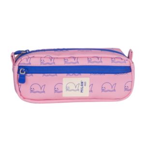 milan coleccion 460 portatodo rectangular 2 compartimentos con cremallera color rosa/azul