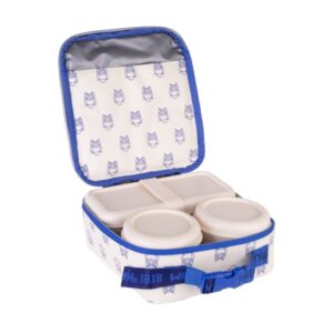 milan coleccion 460 bolsa isotermica porta alimentos 3,9l incluye 3 recipientes para alimentos 2x de 0,25l y 1x de 0,75 l interior aislante termico color beige/azul