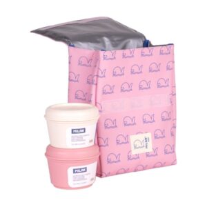 milan coleccion 460 bolsa isotermica porta alimentos 3,5l incluye 2 recipientes para alimentos de 0,25l interior aislante termico color rosa/azul