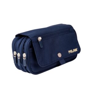 milan coleccion 430 portatodo de gran capacidad 3 bolsillos con cremallera y un pequeño bolsillo frontal color azul