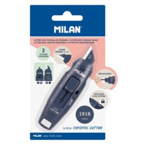 milan coleccion 430 cutter de hoja ceramica reemplazable cuchilla con protector bloqueo de seguridad color azul