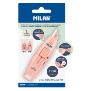 milan coleccion 430 cutter de hoja ceramica reemplazable cuchilla con protector bloqueo de seguridad color rosa