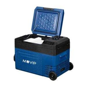 muvip nevera compresor portatil blue 22 litros temperatura entre 20º/+20º 60w doble zona asas de transporte y tirador ruedas compresor silencioso color azul
